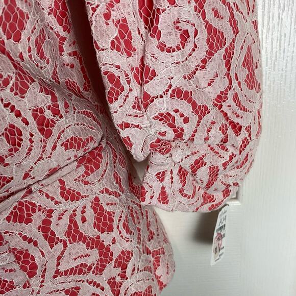 Tart Collections Blazer Single Button Lace Overlay Coral White Sz M NWT - Picture 4 of 8